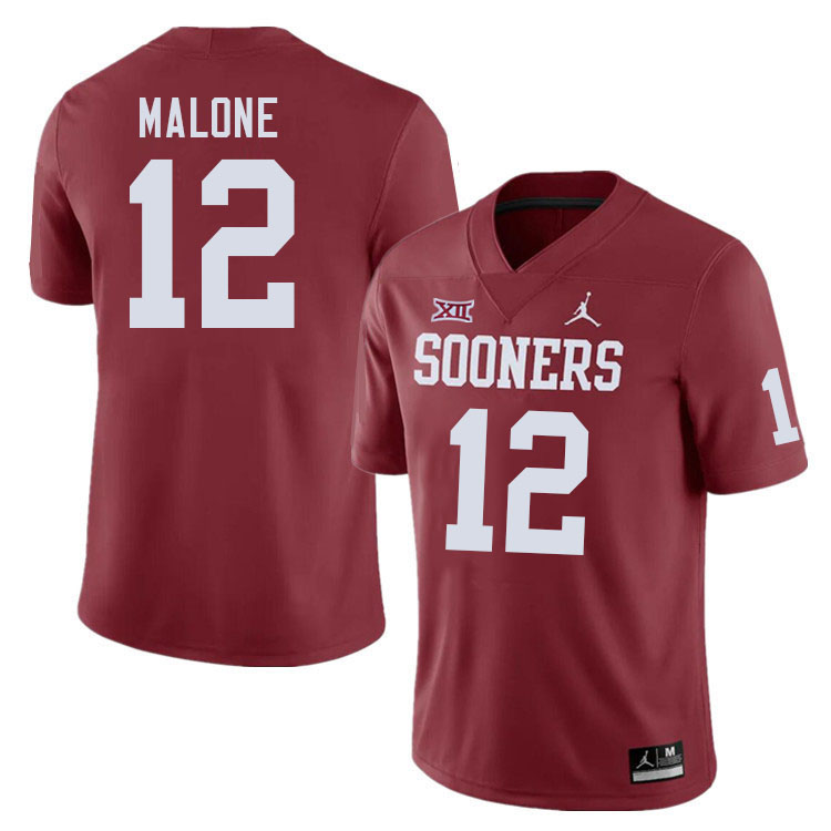 Men #12 Dez Malone Oklahoma Sooners College Football Jerseys Stitched-Crimson